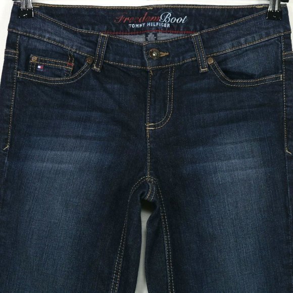 Tommy Hilfiger Freedom Boot Bootcut Jeans Flap Pockets Dark 6 Short‎ - Picture 7 of 9